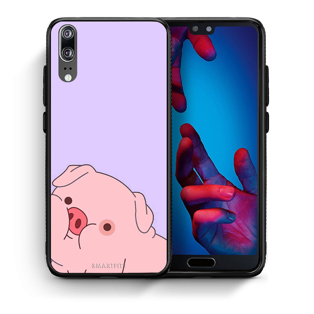 Θήκη Αγίου Βαλεντίνου Huawei P20 Pig Love 2 από τη Smartfits με σχέδιο στο πίσω μέρος και μαύρο περίβλημα | Huawei P20 Pig Love 2 case with colorful back and black bezels