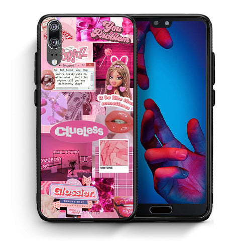 Θήκη Αγίου Βαλεντίνου Huawei P20 Pink Love από τη Smartfits με σχέδιο στο πίσω μέρος και μαύρο περίβλημα | Huawei P20 Pink Love case with colorful back and black bezels