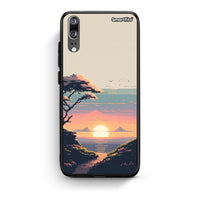 Thumbnail for Huawei P20 Pixel Sunset Θήκη από τη Smartfits με σχέδιο στο πίσω μέρος και μαύρο περίβλημα | Smartphone case with colorful back and black bezels by Smartfits