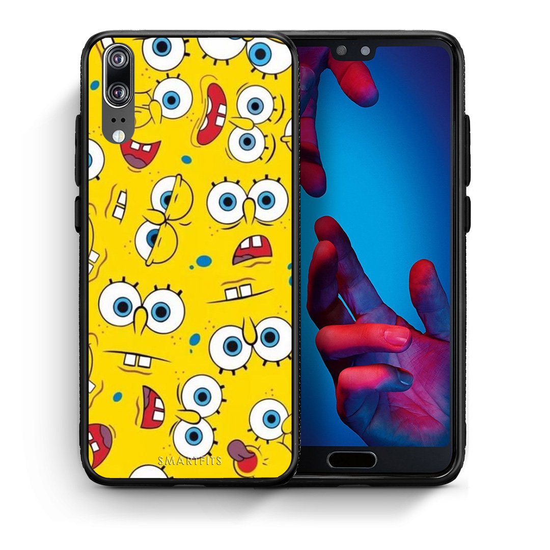 Θήκη Huawei P20 Sponge PopArt από τη Smartfits με σχέδιο στο πίσω μέρος και μαύρο περίβλημα | Huawei P20 Sponge PopArt case with colorful back and black bezels