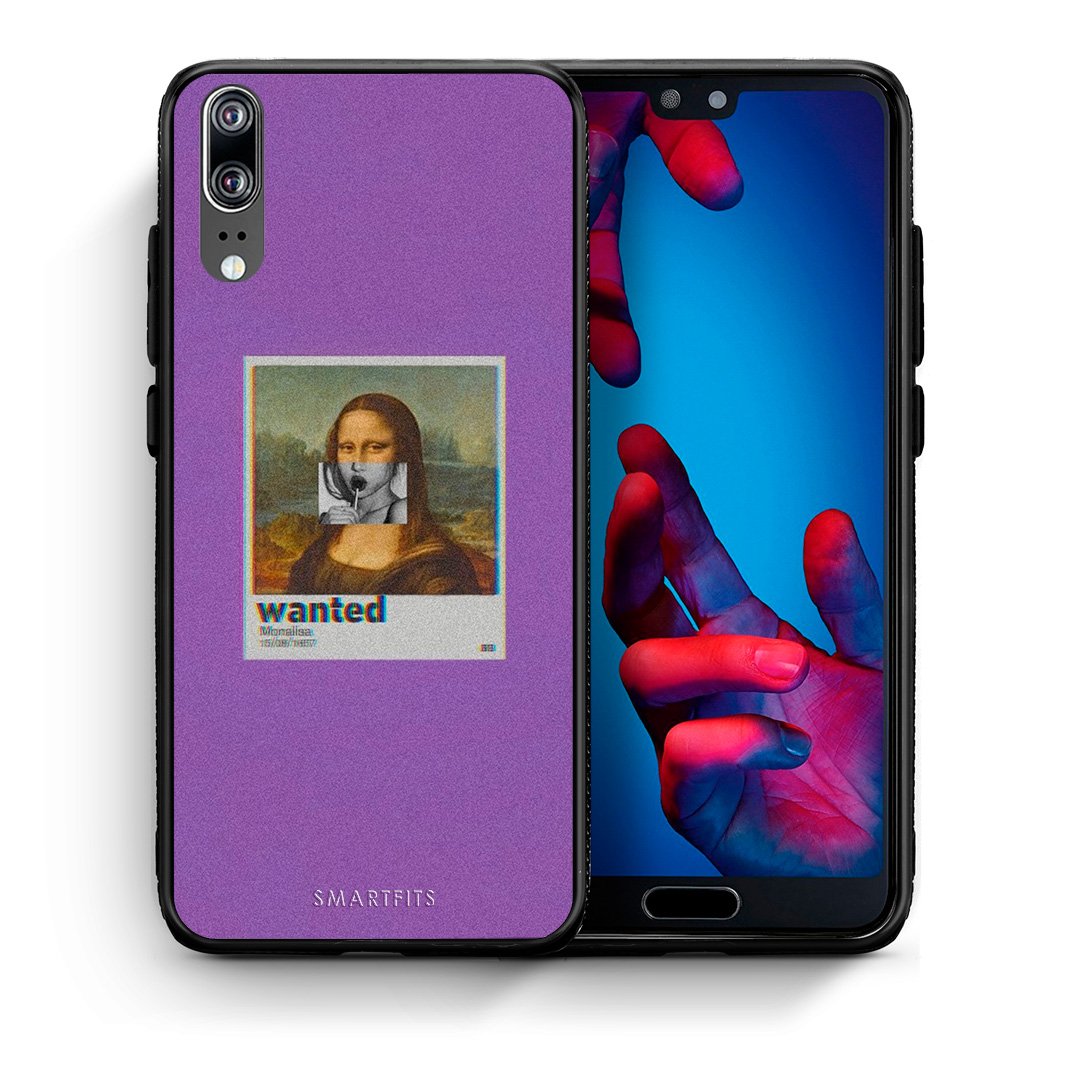 Θήκη Huawei P20 Monalisa Popart από τη Smartfits με σχέδιο στο πίσω μέρος και μαύρο περίβλημα | Huawei P20 Monalisa Popart case with colorful back and black bezels