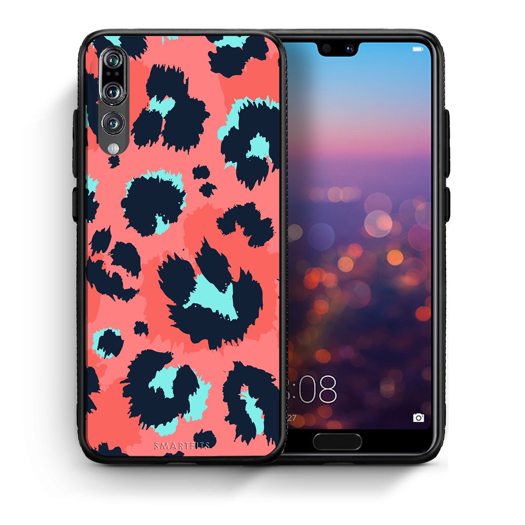 Θήκη Huawei P20 Pro Pink Leopard Animal από τη Smartfits με σχέδιο στο πίσω μέρος και μαύρο περίβλημα | Huawei P20 Pro Pink Leopard Animal case with colorful back and black bezels
