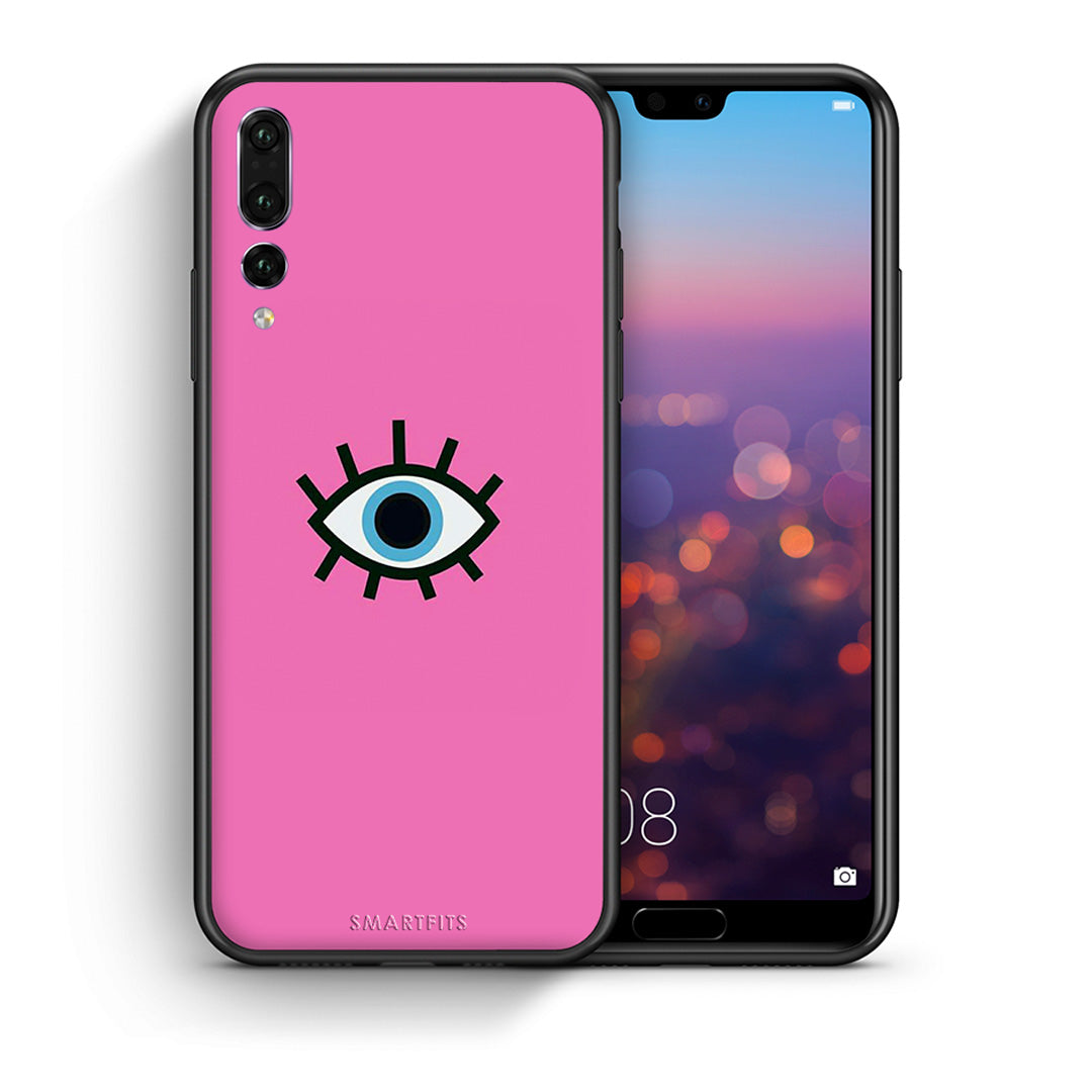 Θήκη Huawei P20 Pro Blue Eye Pink από τη Smartfits με σχέδιο στο πίσω μέρος και μαύρο περίβλημα | Huawei P20 Pro Blue Eye Pink case with colorful back and black bezels