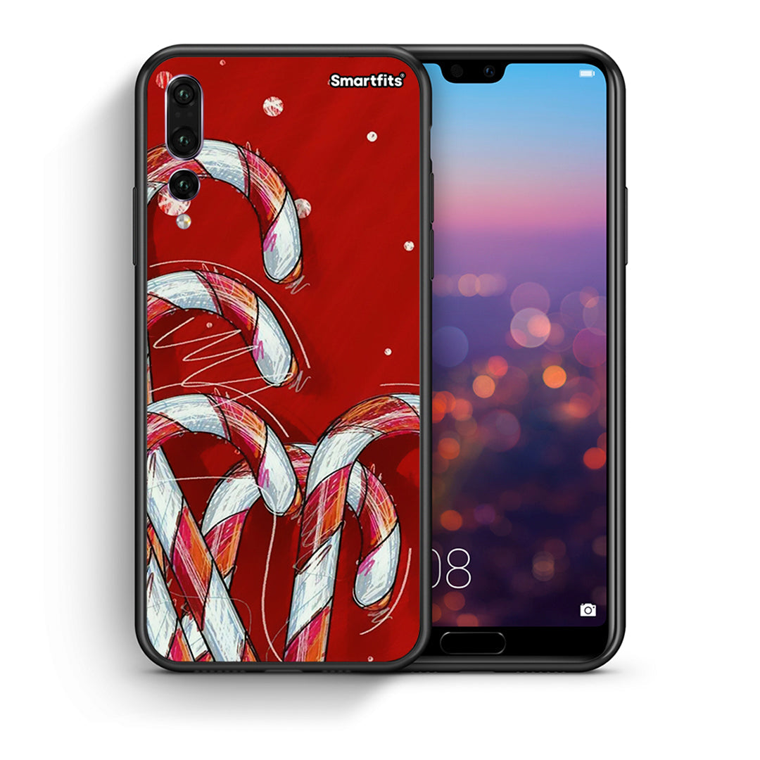Θήκη Huawei P20 Pro Candy Cane από τη Smartfits με σχέδιο στο πίσω μέρος και μαύρο περίβλημα | Huawei P20 Pro Candy Cane case with colorful back and black bezels