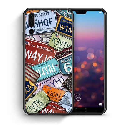 Θήκη Huawei P20 Pro Car Plates από τη Smartfits με σχέδιο στο πίσω μέρος και μαύρο περίβλημα | Huawei P20 Pro Car Plates case with colorful back and black bezels