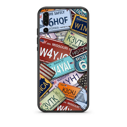huawei p20 pro Car Plates θήκη από τη Smartfits με σχέδιο στο πίσω μέρος και μαύρο περίβλημα | Smartphone case with colorful back and black bezels by Smartfits