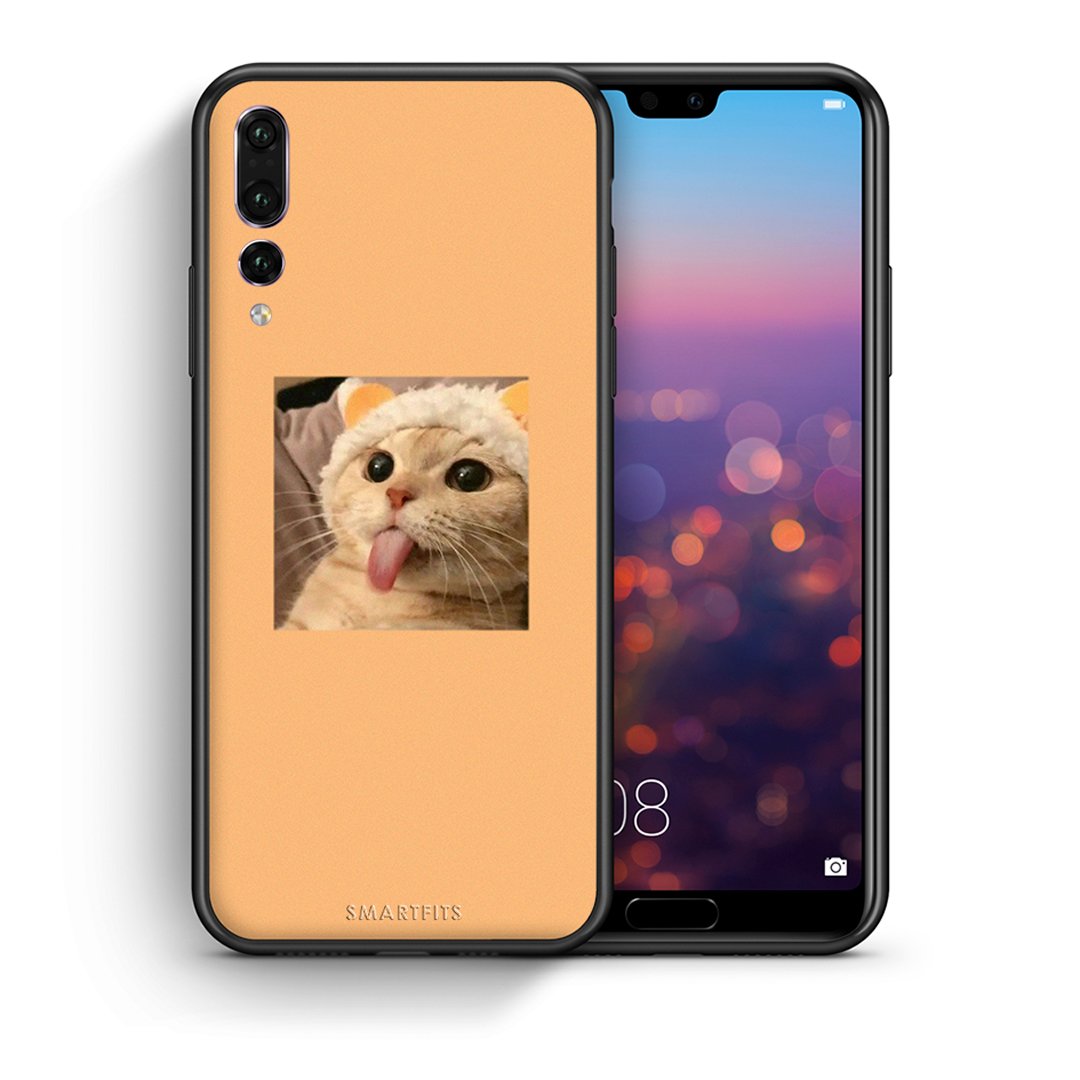 Θήκη Huawei P20 Pro Cat Tongue από τη Smartfits με σχέδιο στο πίσω μέρος και μαύρο περίβλημα | Huawei P20 Pro Cat Tongue case with colorful back and black bezels