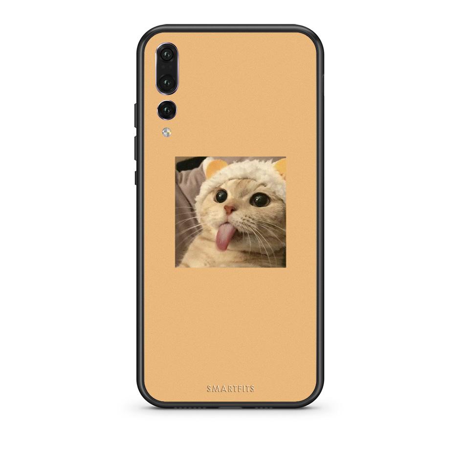 huawei p20 pro Cat Tongue θήκη από τη Smartfits με σχέδιο στο πίσω μέρος και μαύρο περίβλημα | Smartphone case with colorful back and black bezels by Smartfits
