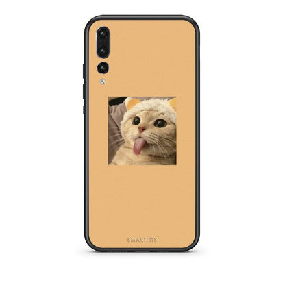 huawei p20 pro Cat Tongue θήκη από τη Smartfits με σχέδιο στο πίσω μέρος και μαύρο περίβλημα | Smartphone case with colorful back and black bezels by Smartfits