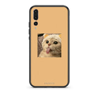 Thumbnail for huawei p20 pro Cat Tongue θήκη από τη Smartfits με σχέδιο στο πίσω μέρος και μαύρο περίβλημα | Smartphone case with colorful back and black bezels by Smartfits