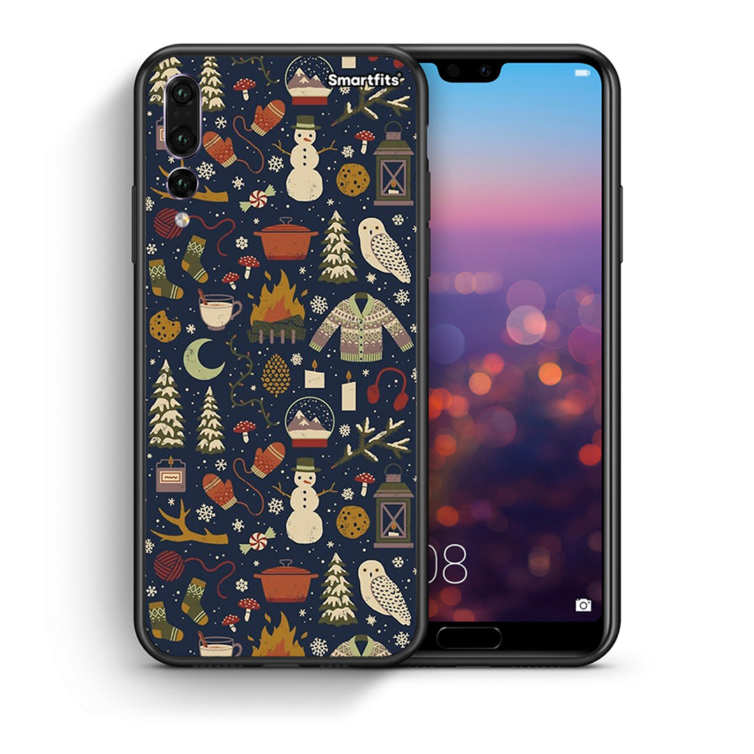 Θήκη Huawei P20 Pro Christmas Elements από τη Smartfits με σχέδιο στο πίσω μέρος και μαύρο περίβλημα | Huawei P20 Pro Christmas Elements case with colorful back and black bezels