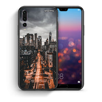Thumbnail for Θήκη Huawei P20 Pro City Lights από τη Smartfits με σχέδιο στο πίσω μέρος και μαύρο περίβλημα | Huawei P20 Pro City Lights case with colorful back and black bezels