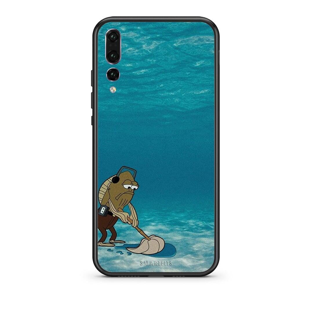 huawei p20 pro Clean The Ocean Θήκη από τη Smartfits με σχέδιο στο πίσω μέρος και μαύρο περίβλημα | Smartphone case with colorful back and black bezels by Smartfits