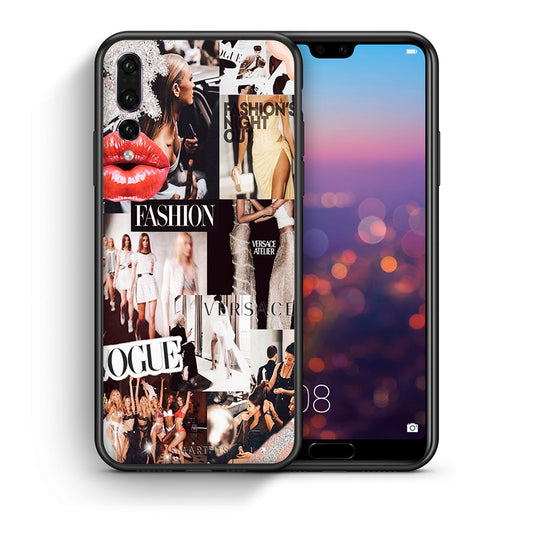 Θήκη Αγίου Βαλεντίνου Huawei P20 Pro Collage Fashion από τη Smartfits με σχέδιο στο πίσω μέρος και μαύρο περίβλημα | Huawei P20 Pro Collage Fashion case with colorful back and black bezels