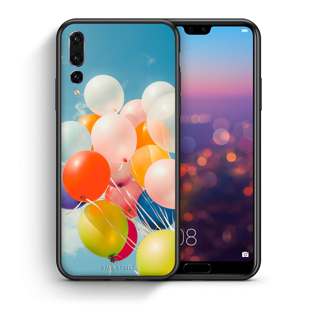 Θήκη Huawei P20 Pro Colorful Balloons από τη Smartfits με σχέδιο στο πίσω μέρος και μαύρο περίβλημα | Huawei P20 Pro Colorful Balloons case with colorful back and black bezels