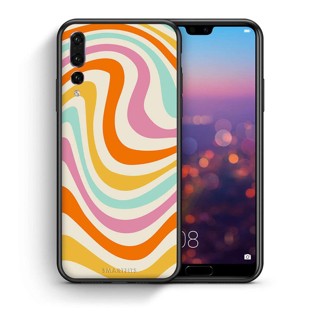 Θήκη Huawei P20 Pro Colourful Waves από τη Smartfits με σχέδιο στο πίσω μέρος και μαύρο περίβλημα | Huawei P20 Pro Colourful Waves case with colorful back and black bezels