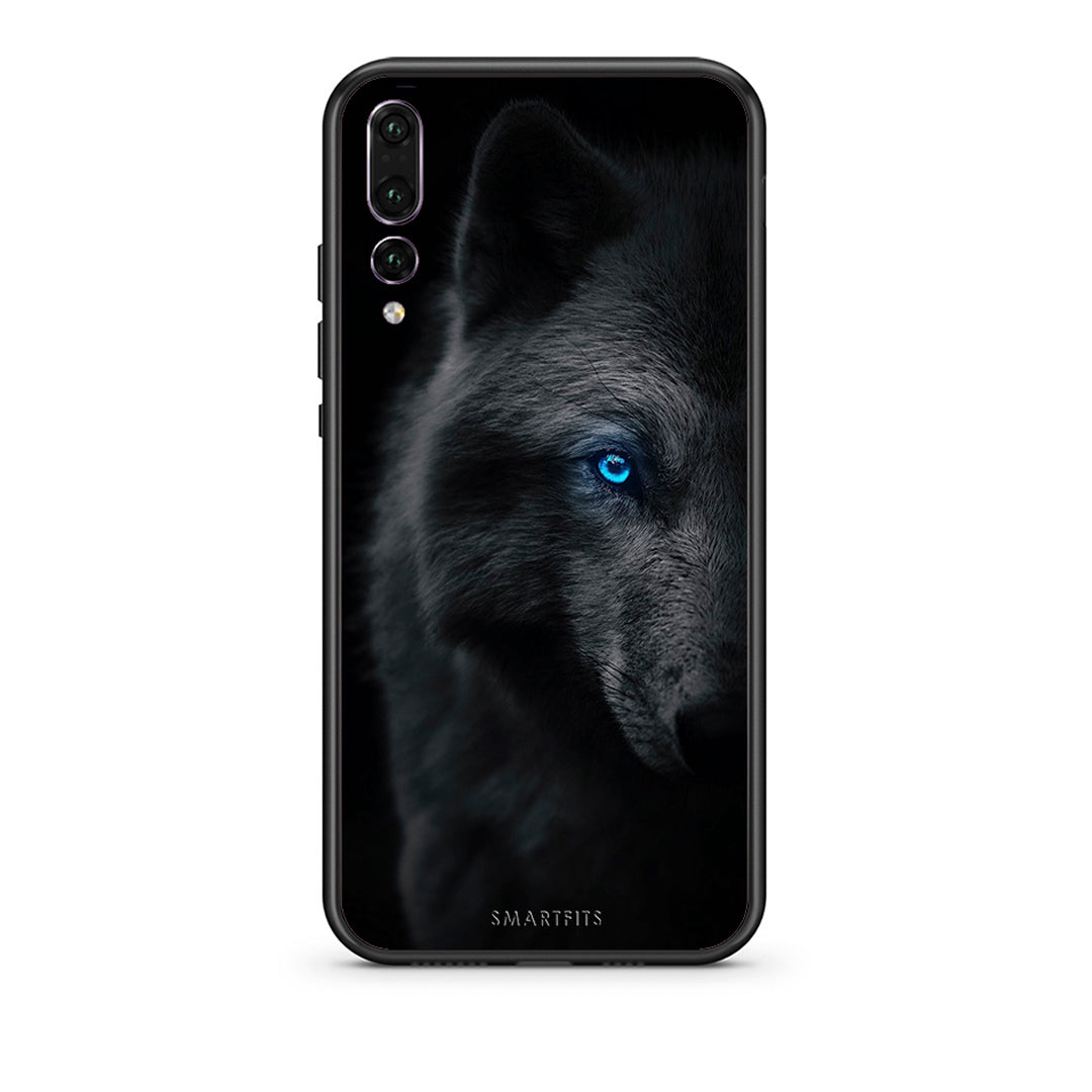 huawei p20 pro Dark Wolf θήκη από τη Smartfits με σχέδιο στο πίσω μέρος και μαύρο περίβλημα | Smartphone case with colorful back and black bezels by Smartfits