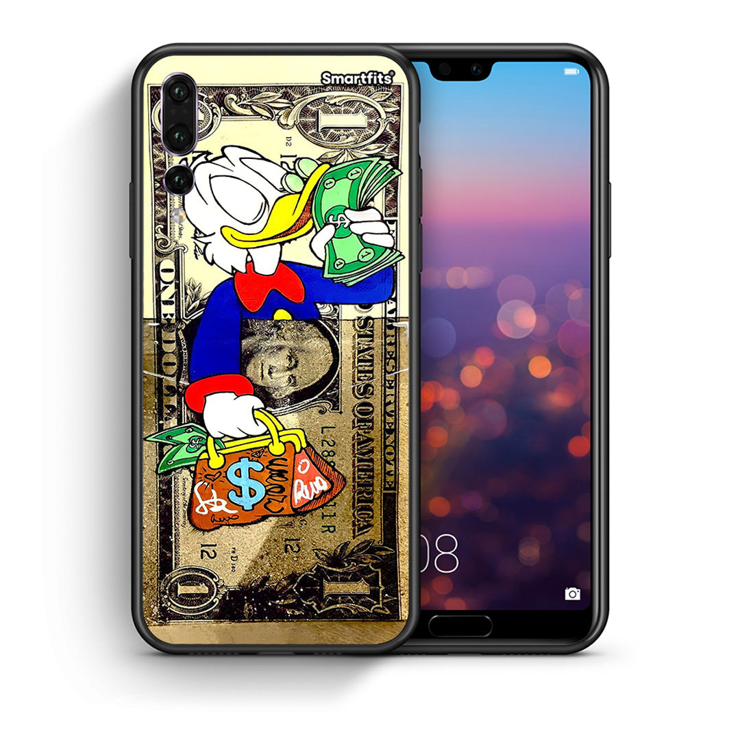 Θήκη Huawei P20 Pro Duck Money από τη Smartfits με σχέδιο στο πίσω μέρος και μαύρο περίβλημα | Huawei P20 Pro Duck Money case with colorful back and black bezels