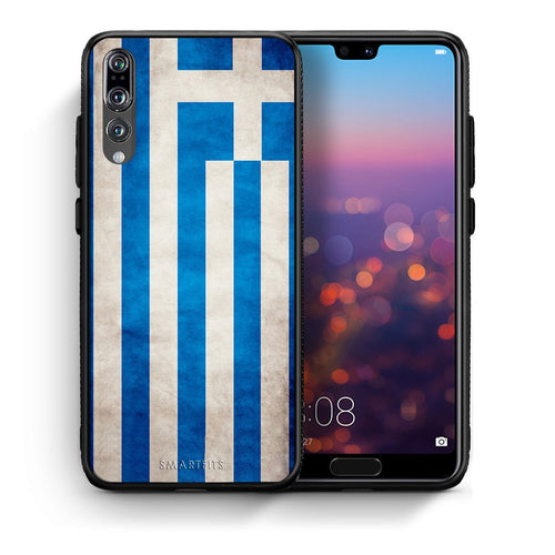 Θήκη Huawei P20 Pro Greek Flag από τη Smartfits με σχέδιο στο πίσω μέρος και μαύρο περίβλημα | Huawei P20 Pro Greek Flag case with colorful back and black bezels