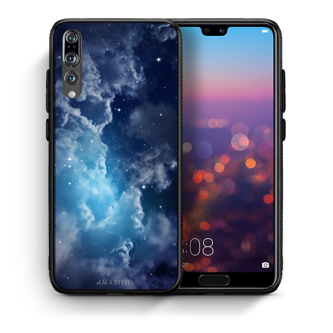 Θήκη Huawei P20 Pro Blue Sky Galaxy από τη Smartfits με σχέδιο στο πίσω μέρος και μαύρο περίβλημα | Huawei P20 Pro Blue Sky Galaxy case with colorful back and black bezels