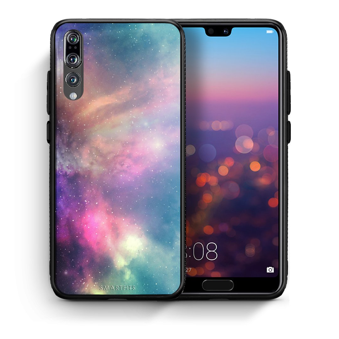 Θήκη Huawei P20 Pro Rainbow Galaxy από τη Smartfits με σχέδιο στο πίσω μέρος και μαύρο περίβλημα | Huawei P20 Pro Rainbow Galaxy case with colorful back and black bezels