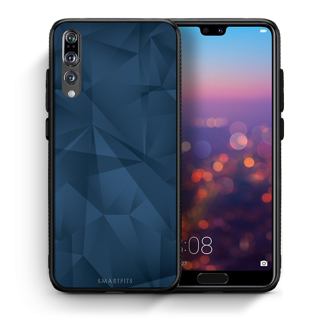 Θήκη Huawei P20 Pro Blue Abstract Geometric από τη Smartfits με σχέδιο στο πίσω μέρος και μαύρο περίβλημα | Huawei P20 Pro Blue Abstract Geometric case with colorful back and black bezels
