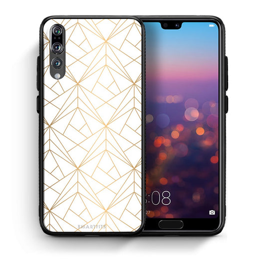 Θήκη Huawei P20 Pro Luxury White Geometric από τη Smartfits με σχέδιο στο πίσω μέρος και μαύρο περίβλημα | Huawei P20 Pro Luxury White Geometric case with colorful back and black bezels