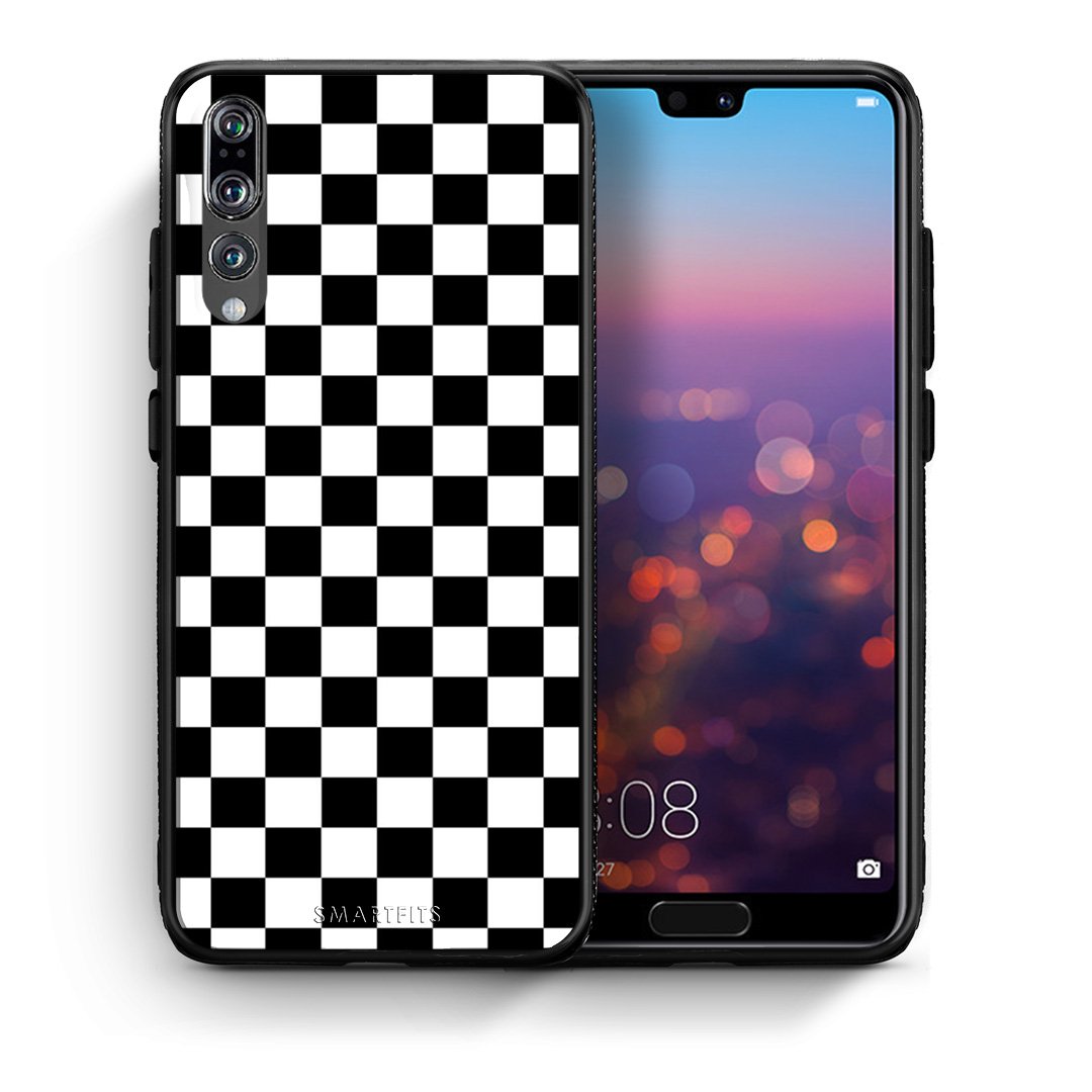 Θήκη Huawei P20 Pro Squares Geometric από τη Smartfits με σχέδιο στο πίσω μέρος και μαύρο περίβλημα | Huawei P20 Pro Squares Geometric case with colorful back and black bezels