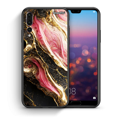 Θήκη Huawei P20 Pro Glamorous Pink Marble από τη Smartfits με σχέδιο στο πίσω μέρος και μαύρο περίβλημα | Huawei P20 Pro Glamorous Pink Marble case with colorful back and black bezels