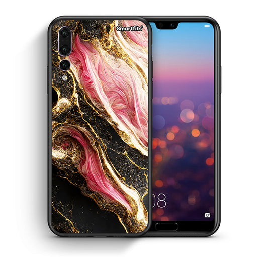 Θήκη Huawei P20 Pro Glamorous Pink Marble από τη Smartfits με σχέδιο στο πίσω μέρος και μαύρο περίβλημα | Huawei P20 Pro Glamorous Pink Marble case with colorful back and black bezels