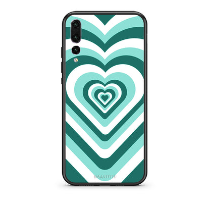 huawei p20 pro Green Hearts θήκη από τη Smartfits με σχέδιο στο πίσω μέρος και μαύρο περίβλημα | Smartphone case with colorful back and black bezels by Smartfits