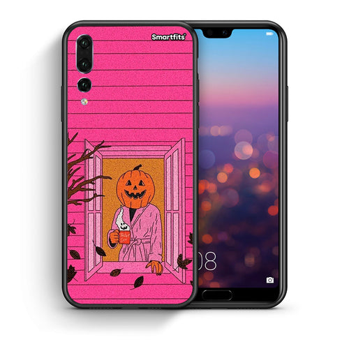 Θήκη Huawei P20 Pro Halloween Pumpkin Lady από τη Smartfits με σχέδιο στο πίσω μέρος και μαύρο περίβλημα | Huawei P20 Pro Halloween Pumpkin Lady case with colorful back and black bezels