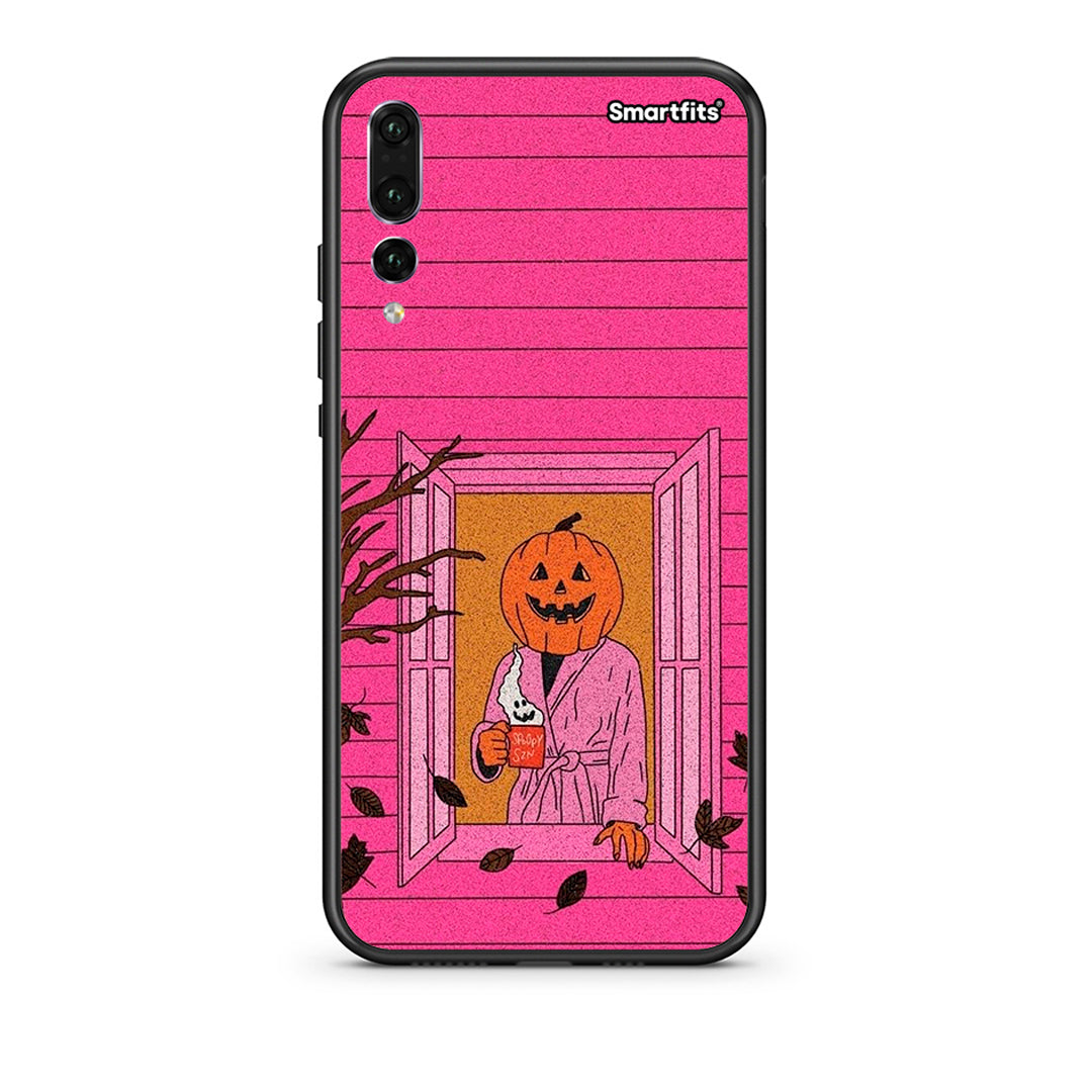 huawei p20 pro Halloween Pumpkin Lady Θήκη από τη Smartfits με σχέδιο στο πίσω μέρος και μαύρο περίβλημα | Smartphone case with colorful back and black bezels by Smartfits