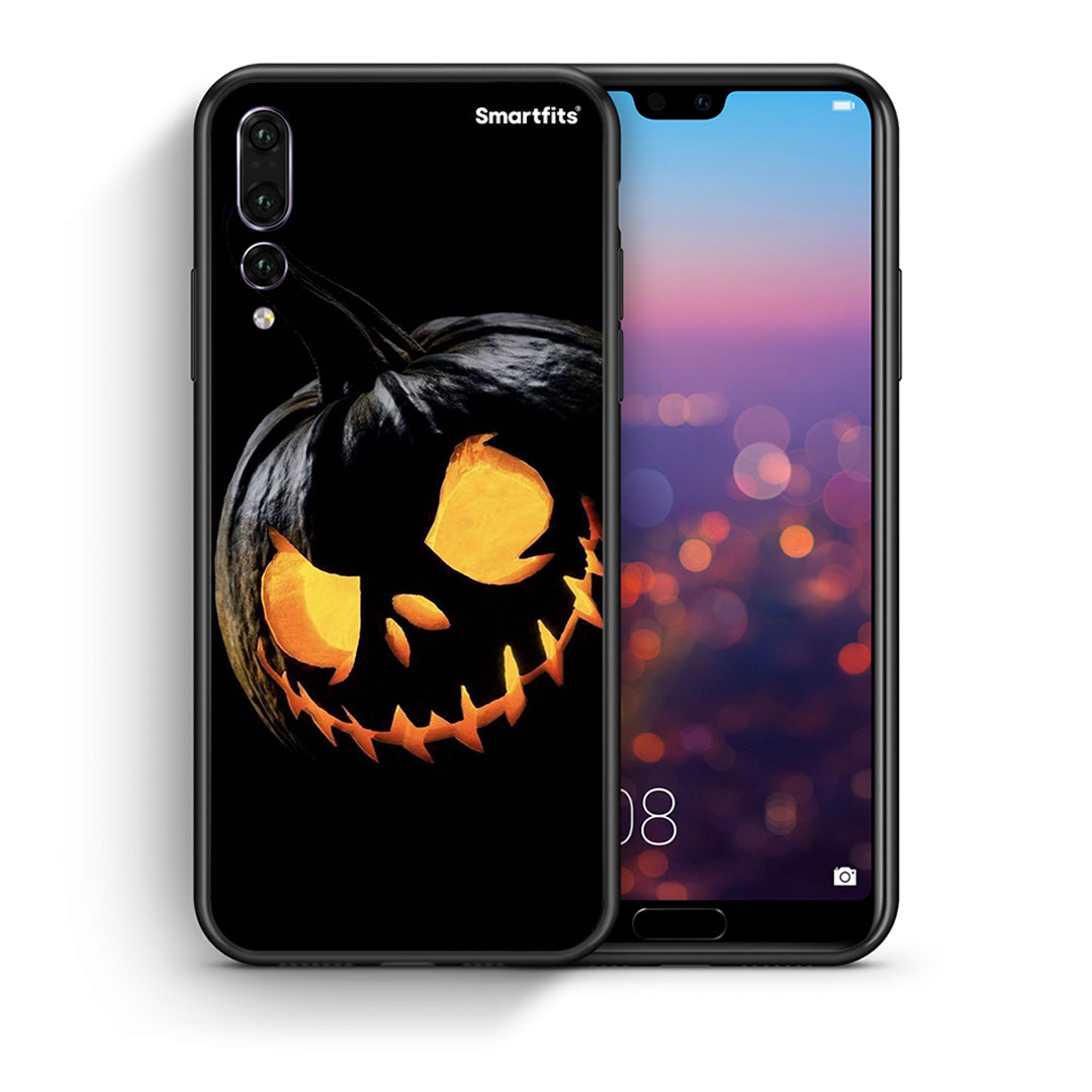 Θήκη Huawei P20 Pro Halloween Scary Pumpkin από τη Smartfits με σχέδιο στο πίσω μέρος και μαύρο περίβλημα | Huawei P20 Pro Halloween Scary Pumpkin case with colorful back and black bezels