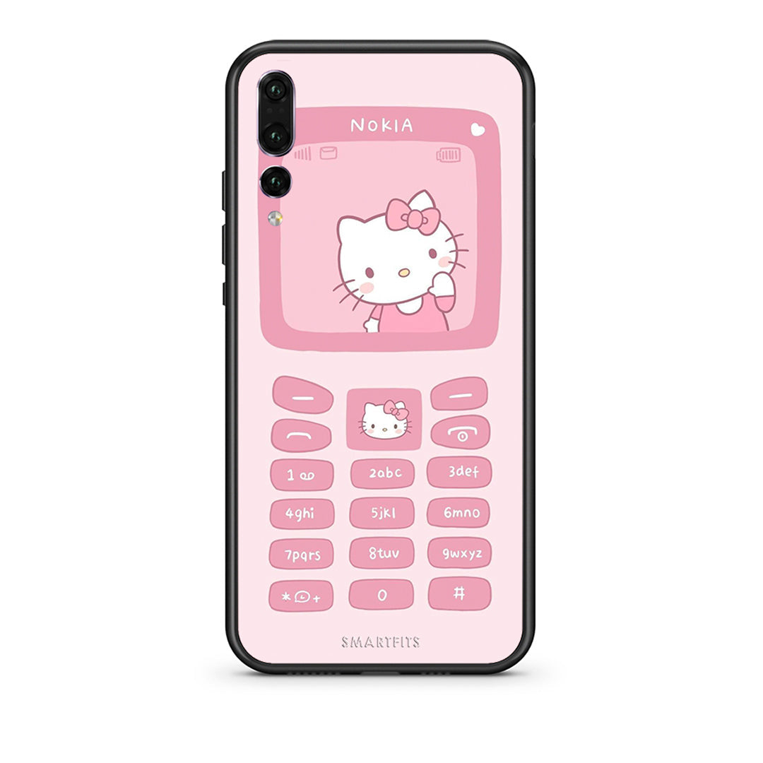 huawei p20 pro Hello Kitten Θήκη Αγίου Βαλεντίνου από τη Smartfits με σχέδιο στο πίσω μέρος και μαύρο περίβλημα | Smartphone case with colorful back and black bezels by Smartfits