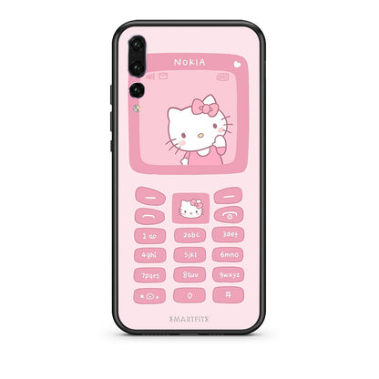 huawei p20 pro Hello Kitten Θήκη Αγίου Βαλεντίνου από τη Smartfits με σχέδιο στο πίσω μέρος και μαύρο περίβλημα | Smartphone case with colorful back and black bezels by Smartfits