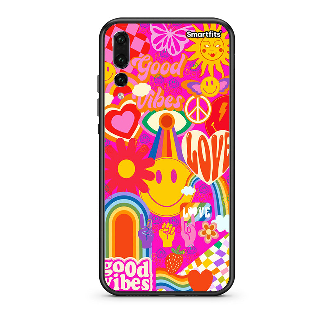 huawei p20 pro Hippie Love θήκη από τη Smartfits με σχέδιο στο πίσω μέρος και μαύρο περίβλημα | Smartphone case with colorful back and black bezels by Smartfits