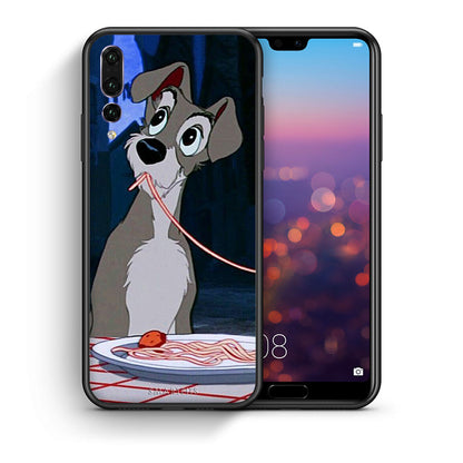 Θήκη Αγίου Βαλεντίνου Huawei P20 Pro Lady And Tramp 1 από τη Smartfits με σχέδιο στο πίσω μέρος και μαύρο περίβλημα | Huawei P20 Pro Lady And Tramp 1 case with colorful back and black bezels