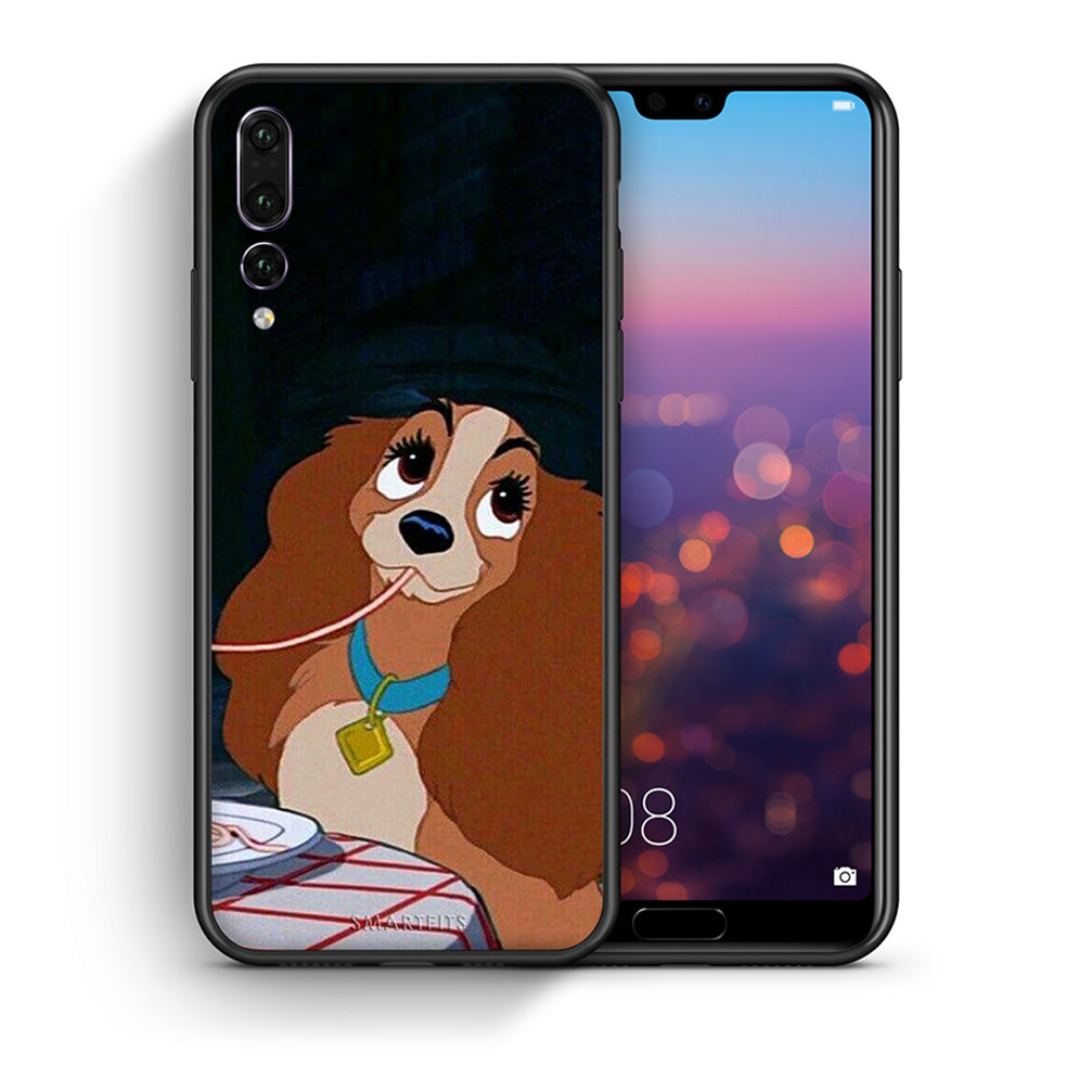 Θήκη Αγίου Βαλεντίνου Huawei P20 Pro Lady And Tramp 2 από τη Smartfits με σχέδιο στο πίσω μέρος και μαύρο περίβλημα | Huawei P20 Pro Lady And Tramp 2 case with colorful back and black bezels