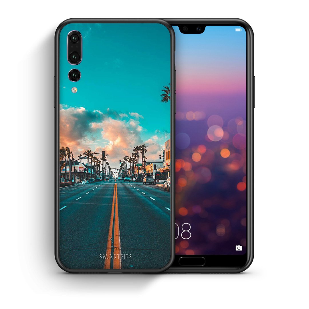 Θήκη Huawei P20 Pro City Landscape από τη Smartfits με σχέδιο στο πίσω μέρος και μαύρο περίβλημα | Huawei P20 Pro City Landscape case with colorful back and black bezels