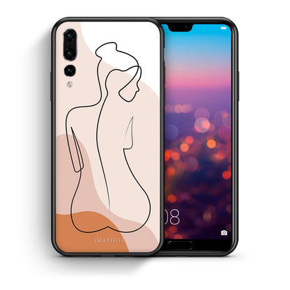 Θήκη Huawei P20 Pro LineArt Woman από τη Smartfits με σχέδιο στο πίσω μέρος και μαύρο περίβλημα | Huawei P20 Pro LineArt Woman case with colorful back and black bezels