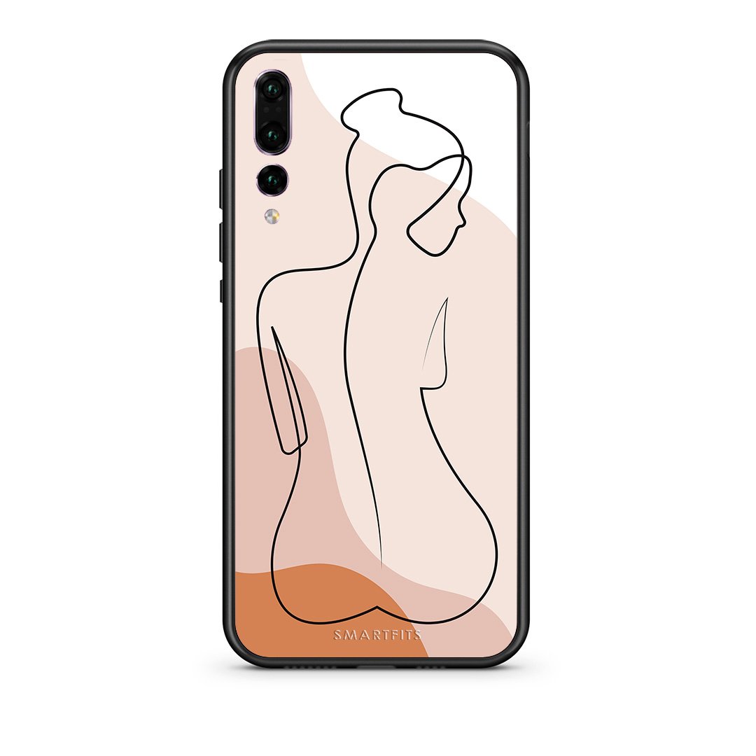 huawei p20 pro LineArt Woman θήκη από τη Smartfits με σχέδιο στο πίσω μέρος και μαύρο περίβλημα | Smartphone case with colorful back and black bezels by Smartfits