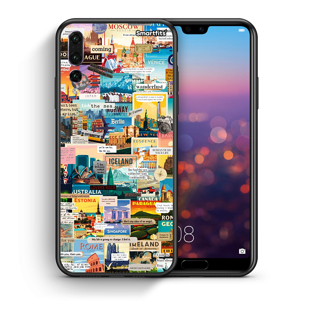 Θήκη Huawei P20 Pro Live To Travel από τη Smartfits με σχέδιο στο πίσω μέρος και μαύρο περίβλημα | Huawei P20 Pro Live To Travel case with colorful back and black bezels