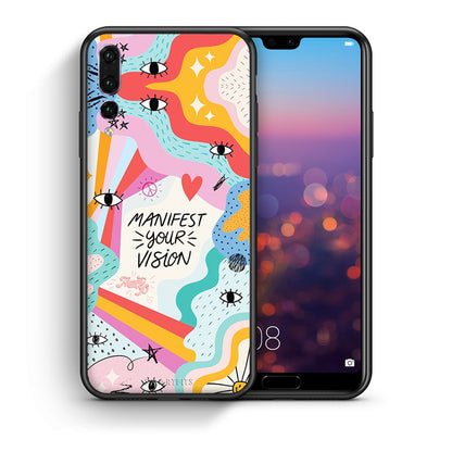 Θήκη Huawei P20 Pro Manifest Your Vision από τη Smartfits με σχέδιο στο πίσω μέρος και μαύρο περίβλημα | Huawei P20 Pro Manifest Your Vision case with colorful back and black bezels