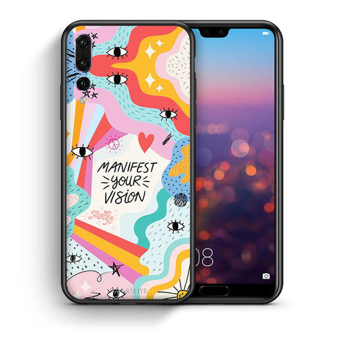 Θήκη Huawei P20 Pro Manifest Your Vision από τη Smartfits με σχέδιο στο πίσω μέρος και μαύρο περίβλημα | Huawei P20 Pro Manifest Your Vision case with colorful back and black bezels