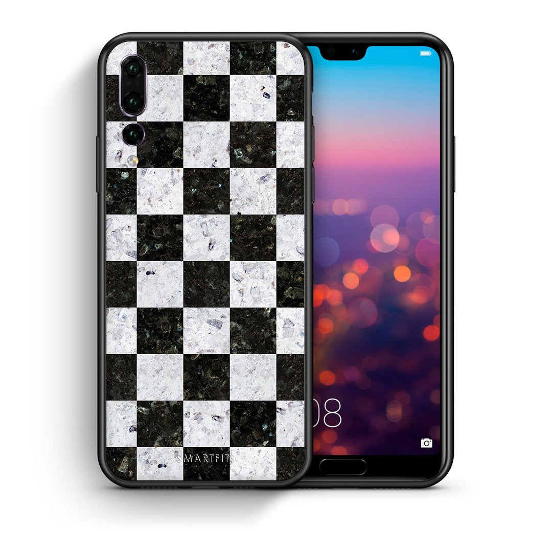 Θήκη Huawei P20 Pro Square Geometric Marble από τη Smartfits με σχέδιο στο πίσω μέρος και μαύρο περίβλημα | Huawei P20 Pro Square Geometric Marble case with colorful back and black bezels