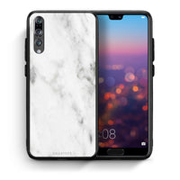 Thumbnail for Θήκη Huawei P20 Pro White Marble από τη Smartfits με σχέδιο στο πίσω μέρος και μαύρο περίβλημα | Huawei P20 Pro White Marble case with colorful back and black bezels