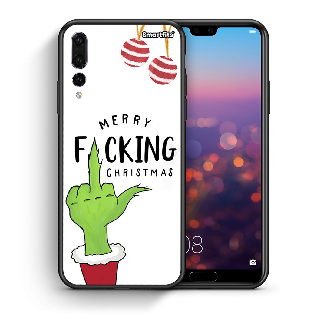 Θήκη Huawei P20 Pro Merry F Xmas από τη Smartfits με σχέδιο στο πίσω μέρος και μαύρο περίβλημα | Huawei P20 Pro Merry F Xmas case with colorful back and black bezels