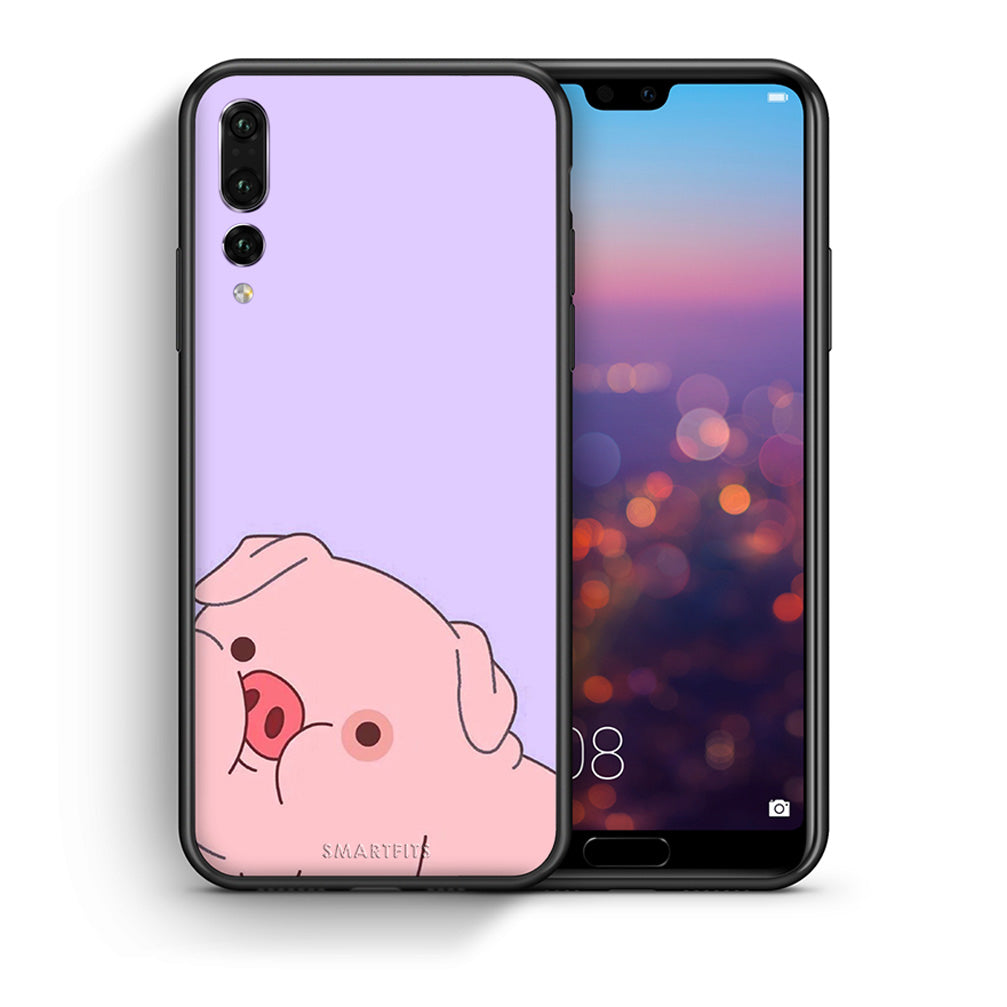 Θήκη Αγίου Βαλεντίνου Huawei P20 Pro Pig Love 2 από τη Smartfits με σχέδιο στο πίσω μέρος και μαύρο περίβλημα | Huawei P20 Pro Pig Love 2 case with colorful back and black bezels