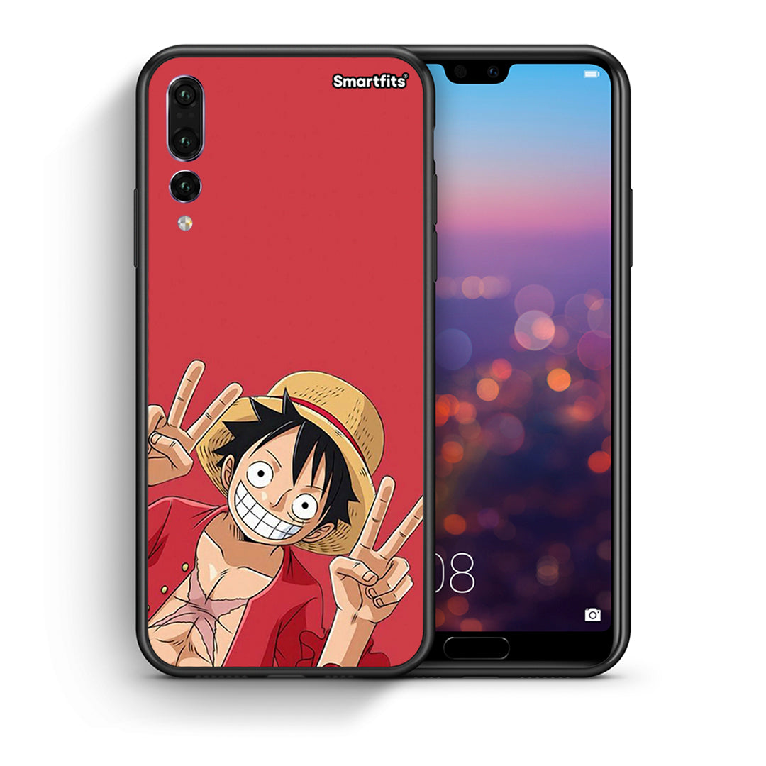 Θήκη Huawei P20 Pro Pirate Luffy από τη Smartfits με σχέδιο στο πίσω μέρος και μαύρο περίβλημα | Huawei P20 Pro Pirate Luffy case with colorful back and black bezels